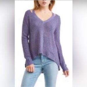Derek Heart Lavender Purple Knit Pullover Sweater Top Cut Outs Size M